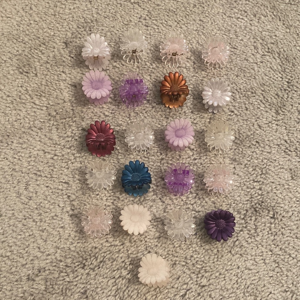 21 Piece Colorful Floral Hair Clips Set
